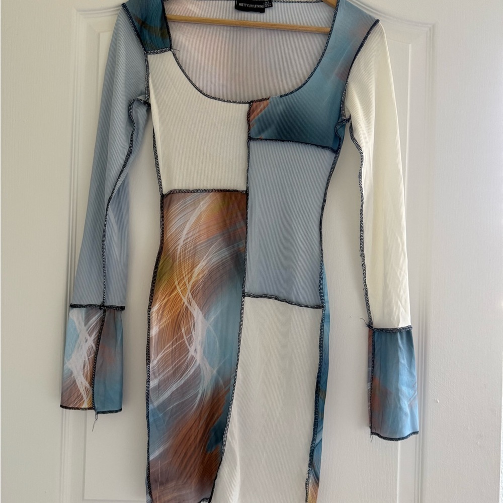 PrettyLittleThing Multicolor Patchwork Long Sleeve Dress